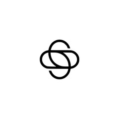 Naklejka premium Minimalist Intertwined Circles Logo on White Background
