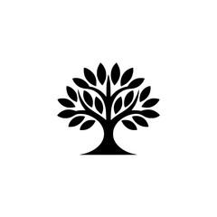 Minimalist Black Tree Silhouette on White Background
