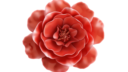 Blooming red rose isolated on transparent background with clipping path