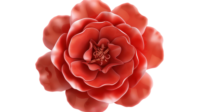 Blooming red rose isolated on transparent background with clipping path