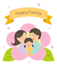 Family Month Illustration with Family in Flowers