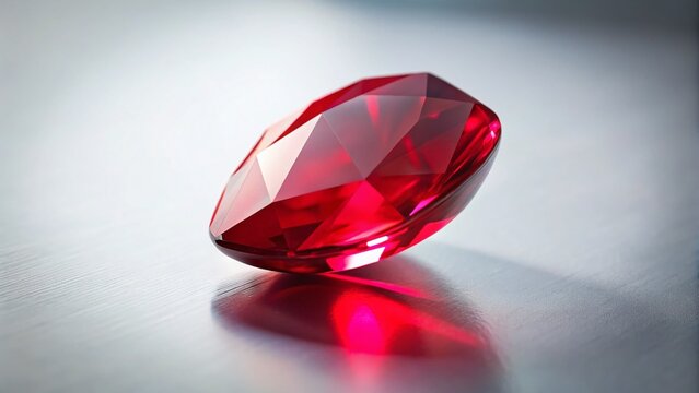 Minimalist Ruby Stone Photography: Smooth Red Gem on White Background