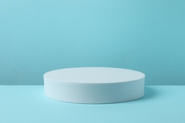 White podium on a blue background