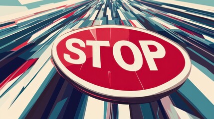 Abstract Art of a Red Stop Sign with Dynamic Motion Effects