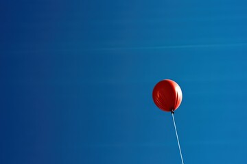 Red balloon floating against a clear blue sky