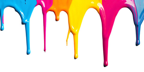 Colorful paint dripping on transparent background PNG. GENERATIVE AI