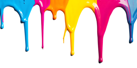 Colorful paint dripping on transparent background PNG. GENERATIVE AI