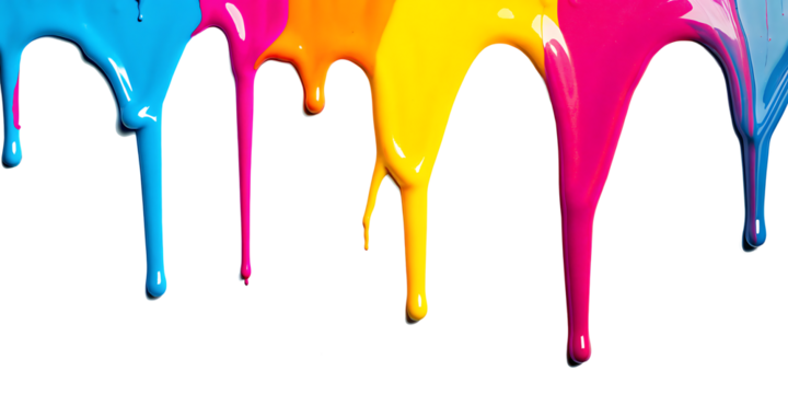 Colorful paint dripping on transparent background PNG. GENERATIVE AI