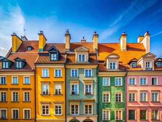 Fototapeta premium Minimalist Warsaw Architecture: Colorful Buildings, Poland