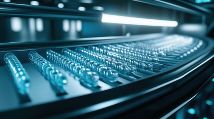 Glass tubes arranged neatly in a laboratory setting showcasing modern scientific research tools and technology