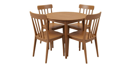 Dining Set: Table & 4 Chairs on Transparent  background
