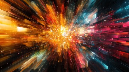 Obraz premium Abstract light burst, cosmic energy, space travel, background design, futuristic concept