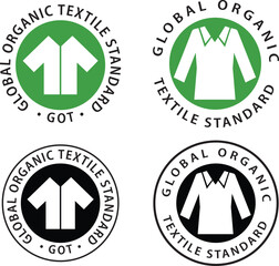 Global organic textile icon. Organic textile standard information sign