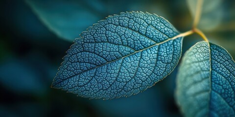 Emerald Veins: Close-up captures the intricate detail of a leaf, veins. The textures and shades of emerald color convey a sense of delicate beauty, and tranquility.