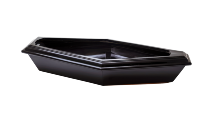 Empty black ceramic bonsai pot on transparent background