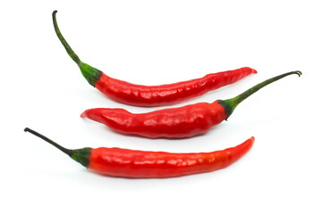 Some Fresh Red Chillies in isolated background, Red Chilies in white background