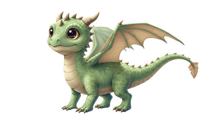 Isolated Cute green baby dragon