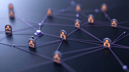 Abstract network of connected icons representing digital communication and connectivity.