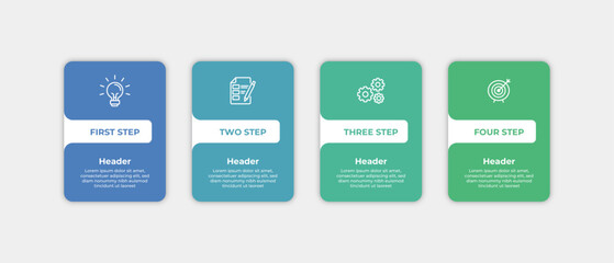 Four steps with icons for idea checklist gears and target.