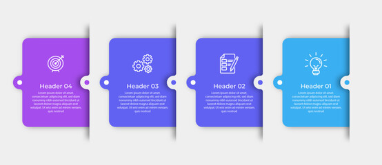 Of a four step infographic with a lightbulb a checklist gears and a target.