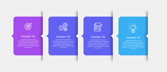 Of a four step infographic with a lightbulb a checklist gears and a target.