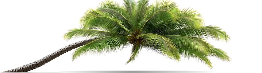 Naklejka premium A single isolated palm tree with bright green fronds on white