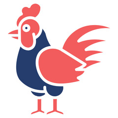 Rooster mixed color icon