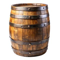 Fototapeta premium old wooden barrel isolated on white background PNG. GENERATIVE AI