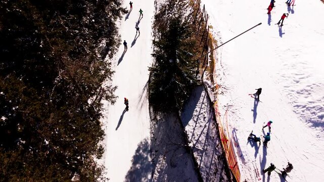 Aerial shot of ski piste in Germany