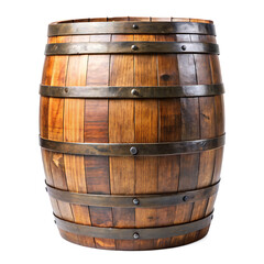 Obraz premium old wooden barrel isolated on white background PNG. GENERATIVE AI