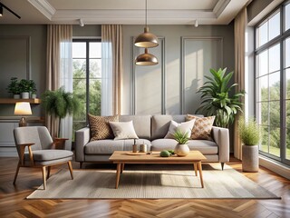 Modern Interior Design Layout: Stylish Living Room Presentation