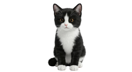 Isolated Sitting Tuxedo Kitten