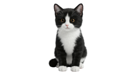 Isolated Sitting Tuxedo Kitten