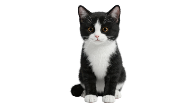 Isolated Sitting Tuxedo Kitten