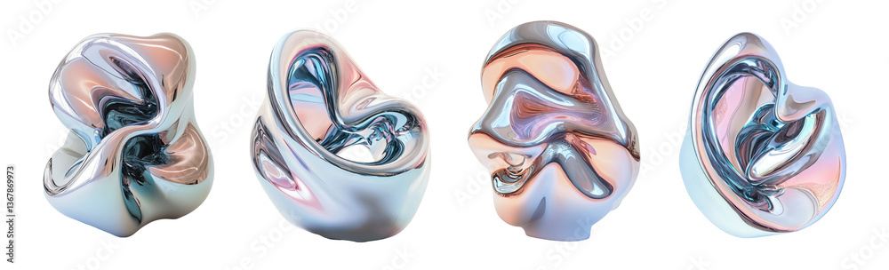 Canvas Prints abstract sculptures featuring fluid forms and multicolored swirls against a black background, showca