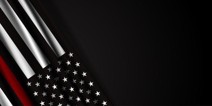 National Fallen Firefighter Memorial Weekend. Flag american and area for text. Great for posters, banners, social media and more. Black background. - Powered by Adobe