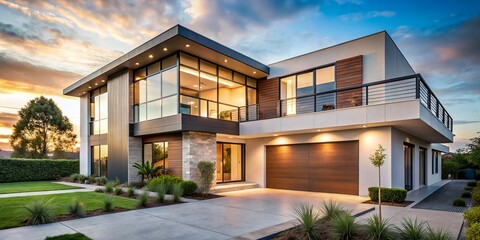 Fototapeta premium Modern Minimalist Home Exterior Architectural Photography
