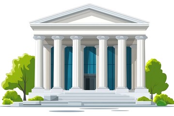 Obraz premium Classical white building with columns and steps.