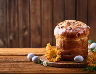 easter cake on wooden table