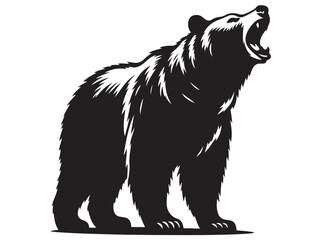 silhouettes bear logo vector illustration, grizzly bear logo icon silhouettes, bear silhouette logo vector animals, black bear wild animal silhouettes on the white background