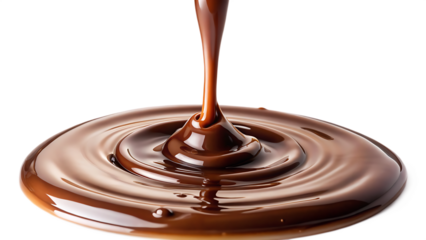 pouring chocolate dripping isolated on white background PNG. GENERATIVE AI