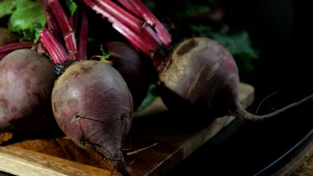 red beets with leaves and water