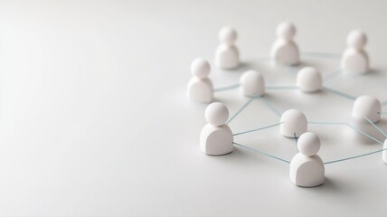 Obraz premium Abstract representation of connected figures symbolizing network in business on a white background.