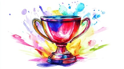 beautiful and colorful  Trophy with Colorful Abstract Background Representing Victory and Achievement