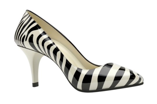 Chic zebra-striped heels: a statement of wild confidence and elegant style on a sleek pointed-toe design.