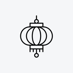 A black and white drawing of a lantern. The lantern is hanging from a hook and has a round shape