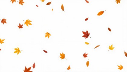 Colorful autumn leaves drifting gracefully through the air, seasonal beauty