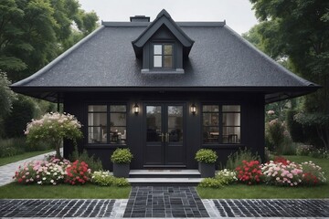 Cozy Single-Story Cottage with Flowers in Front: Minimalist Design and Comfort in Every Detail