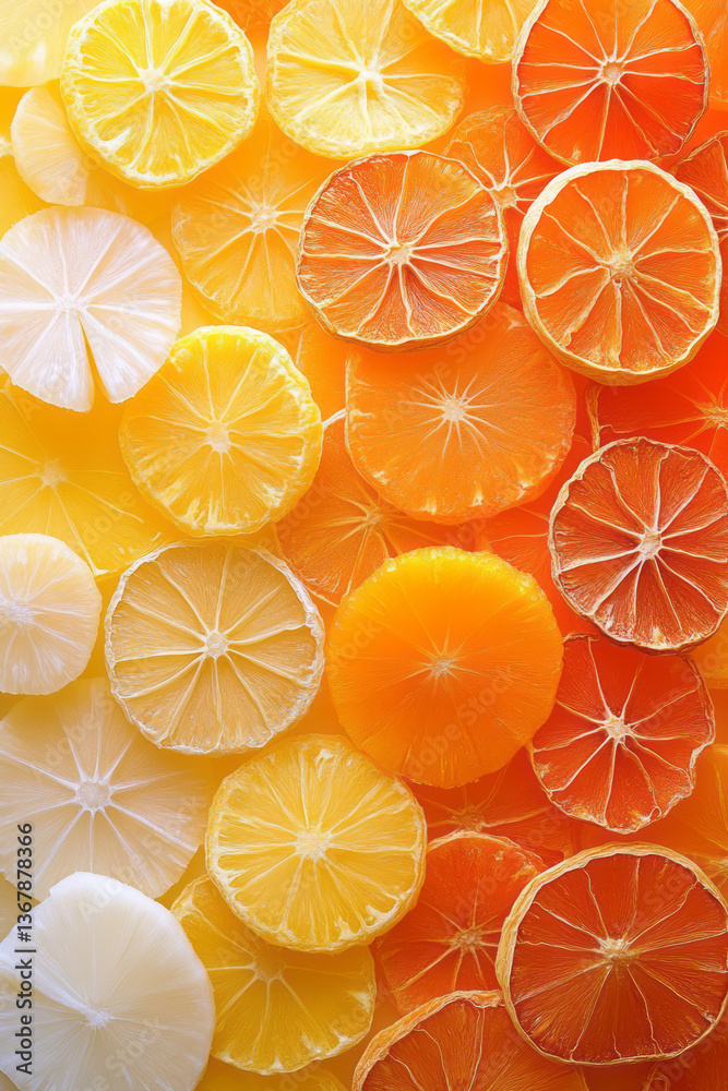 Poster Dried pineapple and mango slices placed in appealing patterns, conveying freshness and vitality,