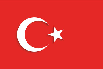 Turkish Flag with 3D effect. Flag of Turkiye vector image.